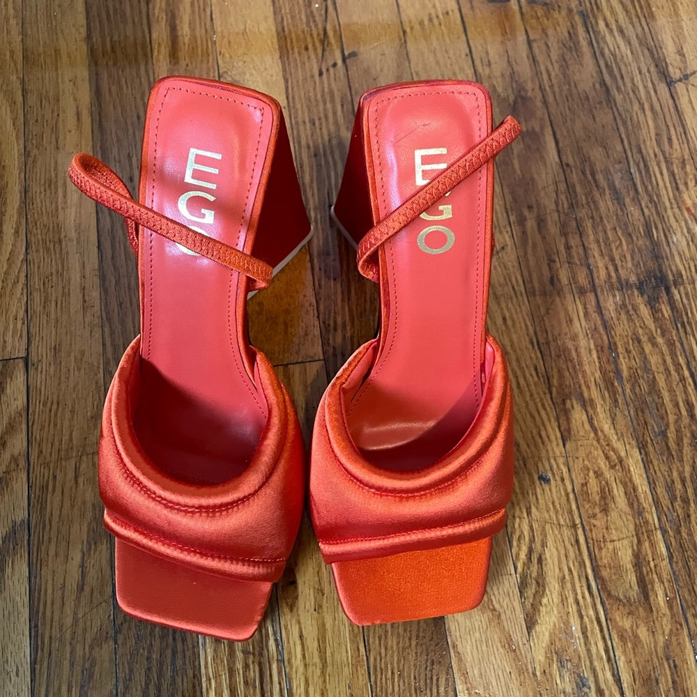 EGO Bold Orange Heeled Mules
